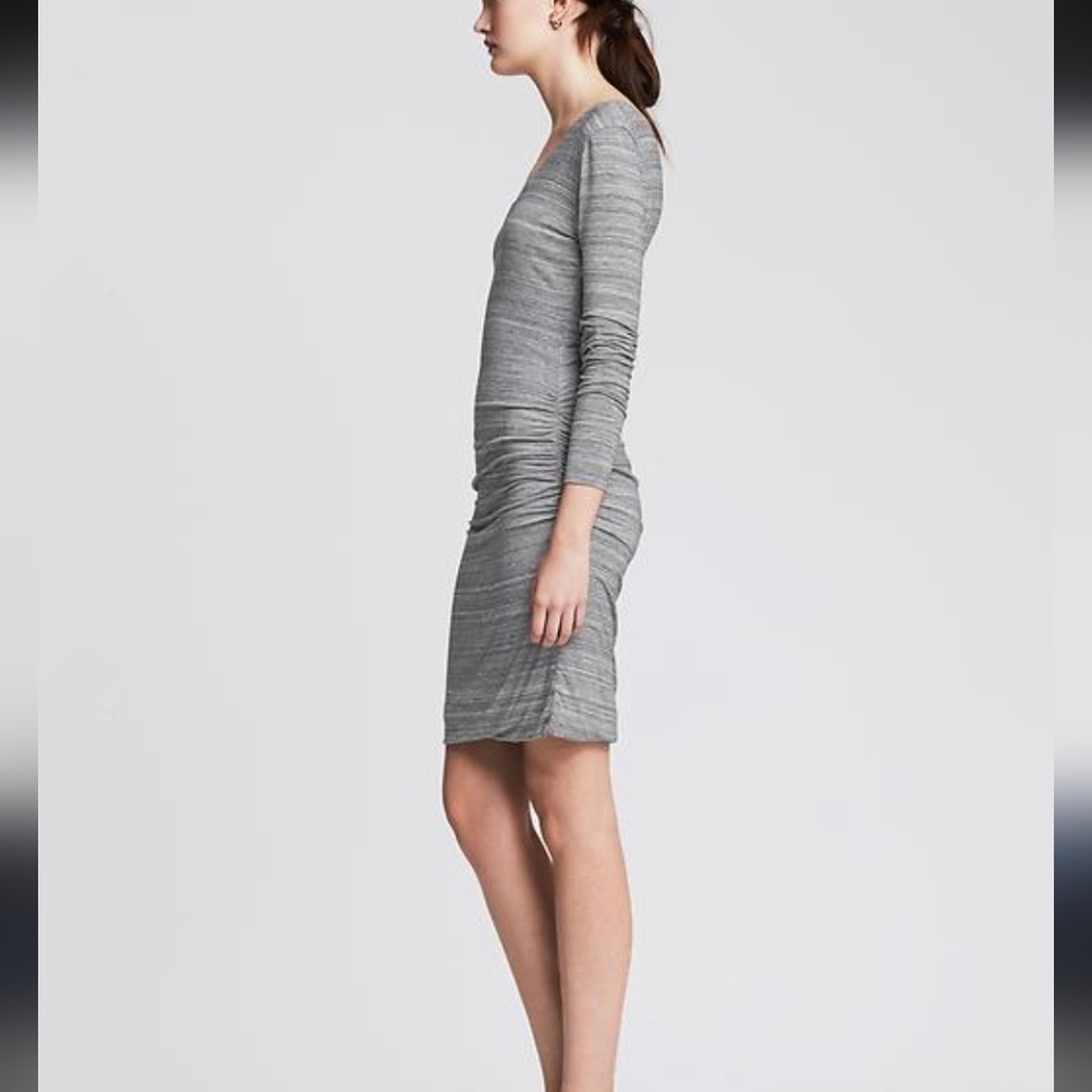 Banana Republic Jersey Grey Ruched Midi Dress